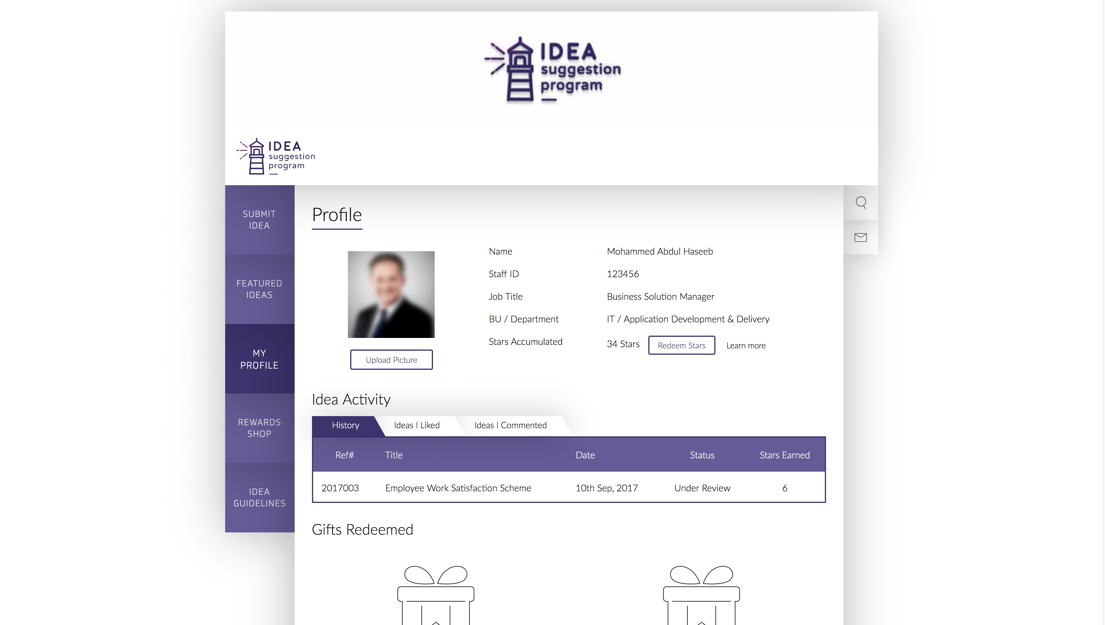 Idea System Profile UI